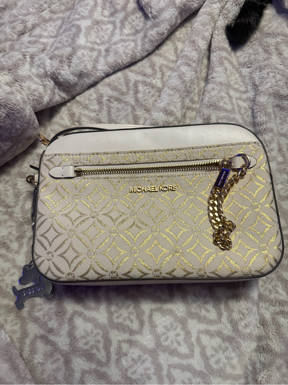 Michael Kors Cream & Gold Signature Crossbody Bag